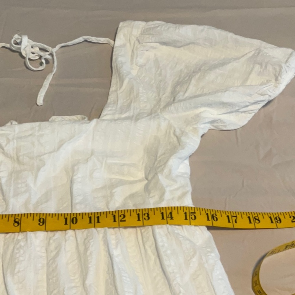PARK ADELYNA Elegant White Puff Sleeve Dress size M - Picture 9 of 10